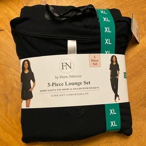 Black Pajama 3 Piece Lounge Set